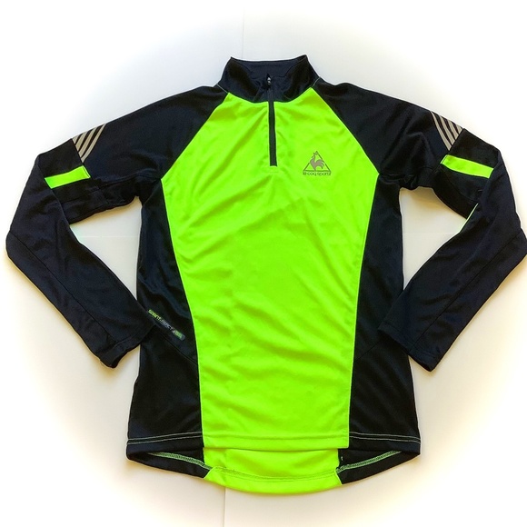 LE COQ SPORTIF Black and Neon Yellow Cycling Jersey - Picture 1 of 13